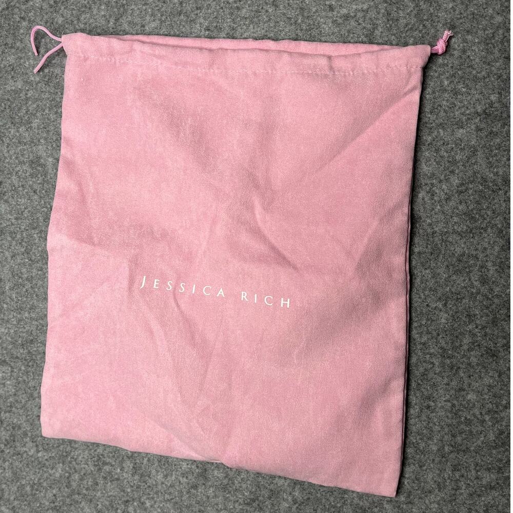 Jessica Rich Pink Velvet Drawstring Dust Bag Storage Pouch Satin Lining